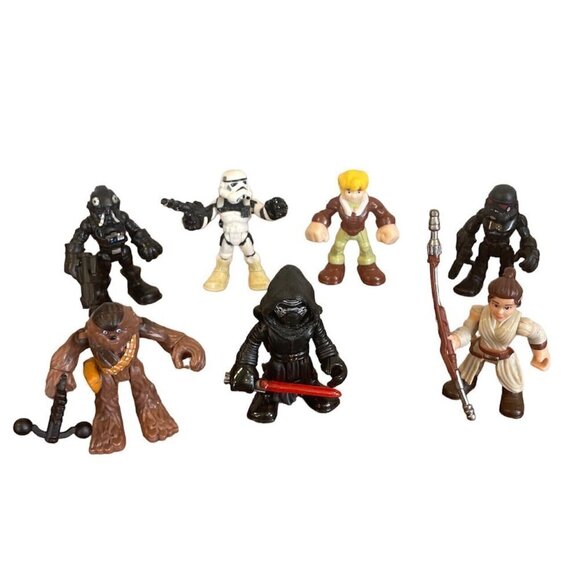 Lot of 7 Star Wars Hasbro Playskool Galactic Heroes Figs Han, Chewbacca Ray - Picture 1 of 9